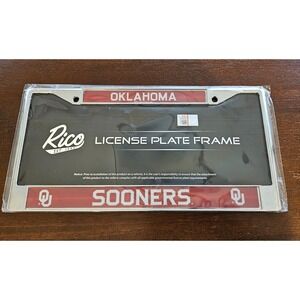 Oklahoma Sooners Metal Chrome License Plate Frame Holder-Rico